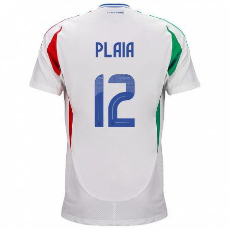 Kandiny Miesten Italia Francesco Plaia #12 Valkoinen Vieraspaita 24-26 Lyhythihainen Paita T-Paita
