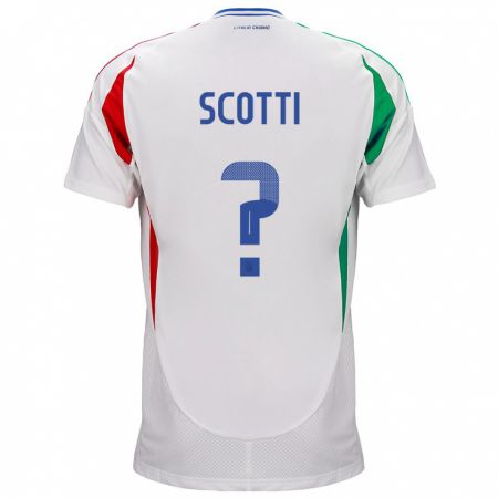 Kandiny Miesten Italia Filippo Scotti #0 Valkoinen Vieraspaita 24-26 Lyhythihainen Paita T-Paita