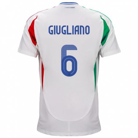 Kandiny Miesten Italia Manuela Giugliano #6 Valkoinen Vieraspaita 24-26 Lyhythihainen Paita T-Paita