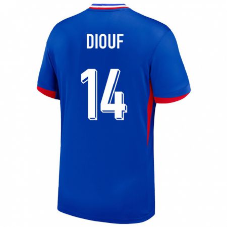 Kandiny Naisten Ranska Andy Diouf #14 Sininen Kotipaita 24-26 Lyhythihainen Paita T-Paita