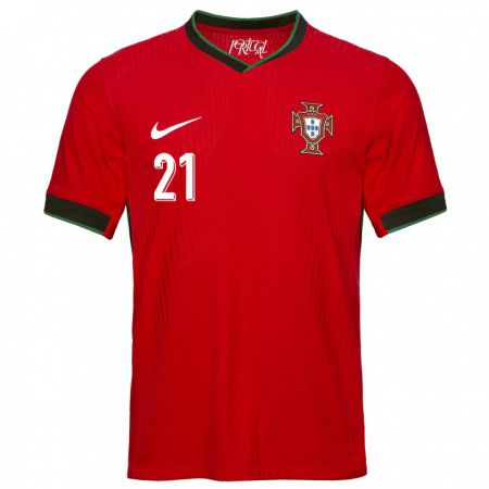 Kandiny Naisten Portugali Fabio Vieira #21 Punainen Kotipaita 24-26 Lyhythihainen Paita T-Paita