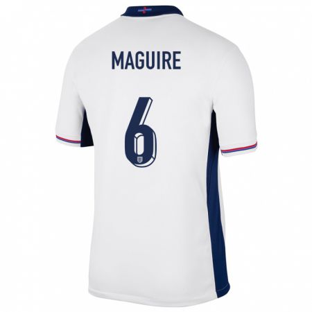 Kandiny Naisten Englanti Harry Maguire #6 Valkoinen Kotipaita 24-26 Lyhythihainen Paita T-Paita