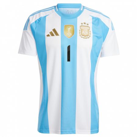 Kandiny Naisten Argentiina Franco Armani #1 Valkoinen Sininen Kotipaita 24-26 Lyhythihainen Paita T-Paita