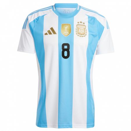 Kandiny Naisten Argentiina Santiago Colombatto #8 Valkoinen Sininen Kotipaita 24-26 Lyhythihainen Paita T-Paita