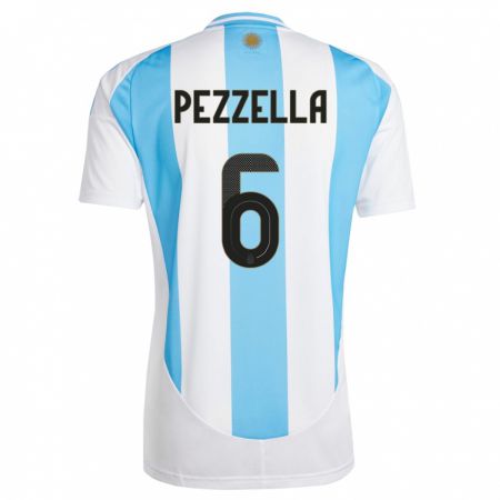 Kandiny Naisten Argentiina German Pezzella #6 Valkoinen Sininen Kotipaita 24-26 Lyhythihainen Paita T-Paita