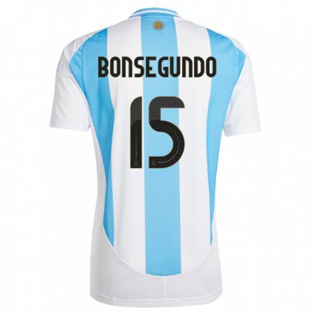 Kandiny Naisten Argentiina Florencia Bonsegundo #15 Valkoinen Sininen Kotipaita 24-26 Lyhythihainen Paita T-Paita