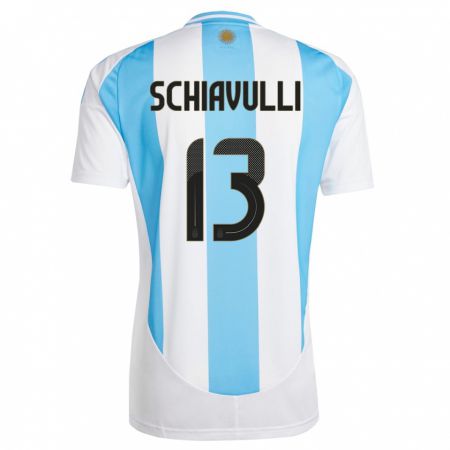Kandiny Naisten Argentiina Thiago Schiavulli #13 Valkoinen Sininen Kotipaita 24-26 Lyhythihainen Paita T-Paita