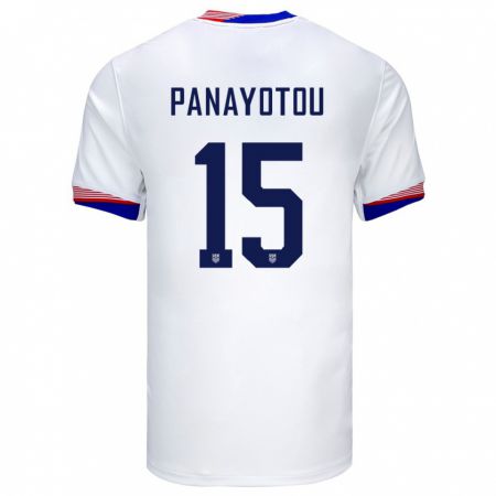 Kandiny Naisten Yhdysvallat Jack Panayotou #15 Valkoinen Kotipaita 24-26 Lyhythihainen Paita T-Paita
