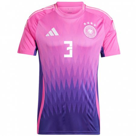 Kandiny Naisten Saksa Lukas Ullrich #3 Vaaleanpunainen Violetti Vieraspaita 24-26 Lyhythihainen Paita T-Paita
