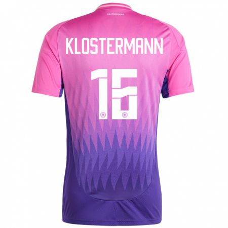 Kandiny Naisten Saksa Lukas Klostermann #16 Vaaleanpunainen Violetti Vieraspaita 24-26 Lyhythihainen Paita T-Paita