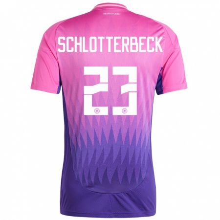Kandiny Naisten Saksa Nico Schlotterbeck #23 Vaaleanpunainen Violetti Vieraspaita 24-26 Lyhythihainen Paita T-Paita