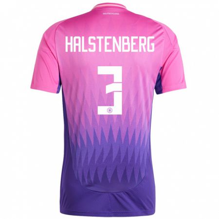 Kandiny Naisten Saksa Marcel Halstenberg #3 Vaaleanpunainen Violetti Vieraspaita 24-26 Lyhythihainen Paita T-Paita