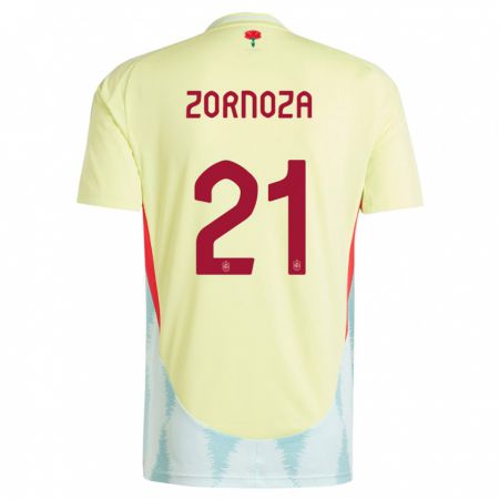 Kandiny Naisten Espanja Claudia Zornoza #21 Keltainen Vieraspaita 24-26 Lyhythihainen Paita T-Paita