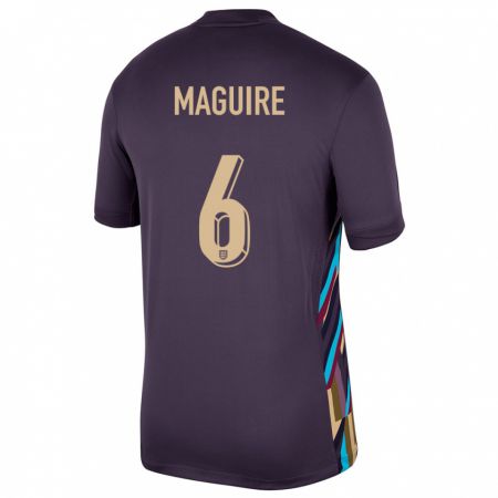 Kandiny Naisten Englanti Harry Maguire #6 Tumma Rusina Vieraspaita 24-26 Lyhythihainen Paita T-Paita