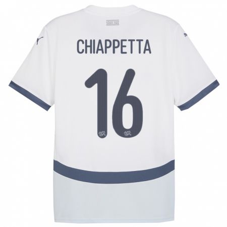 Kandiny Naisten Sveitsi Carmine Chiappetta #16 Valkoinen Vieraspaita 24-26 Lyhythihainen Paita T-Paita