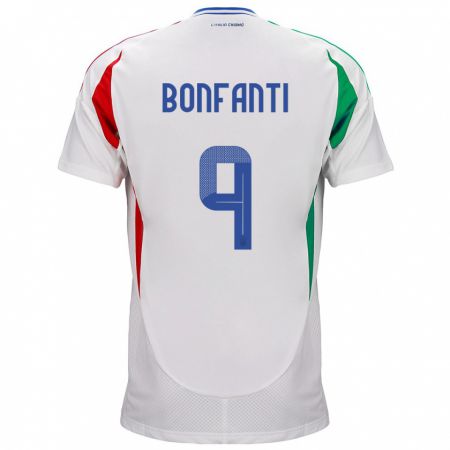 Kandiny Naisten Italia Nicholas Bonfanti #9 Valkoinen Vieraspaita 24-26 Lyhythihainen Paita T-Paita