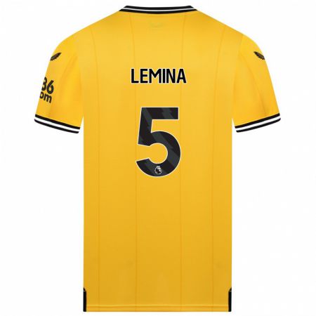 Kandiny Lapset Mario Lemina #5 Keltainen Kotipaita 2023/24 Lyhythihainen Paita T-Paita