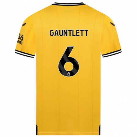 Kandiny Lapset Maz Gauntlett #6 Keltainen Kotipaita 2023/24 Lyhythihainen Paita T-Paita