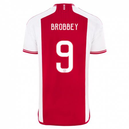 Kandiny Lapset Brian Brobbey #9 Punainen Valkoinen Kotipaita 2023/24 Lyhythihainen Paita T-Paita