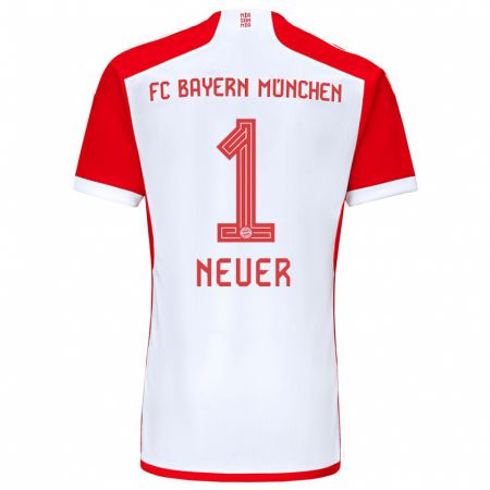 Kandiny Lapset Manuel Neuer #1 Punainen Valkoinen Kotipaita 2023/24 Lyhythihainen Paita T-Paita