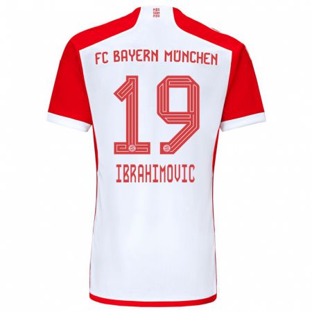 Kandiny Lapset Arijon Ibrahimovic #19 Punainen Valkoinen Kotipaita 2023/24 Lyhythihainen Paita T-Paita