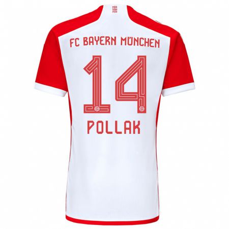 Kandiny Lapset Florian Pollak #14 Punainen Valkoinen Kotipaita 2023/24 Lyhythihainen Paita T-Paita
