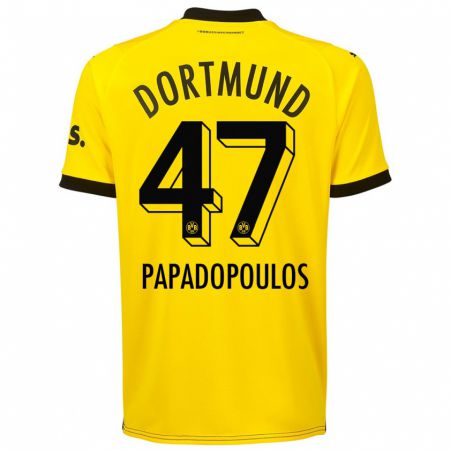Kandiny Lapset Antonios Papadopoulos #47 Keltainen Kotipaita 2023/24 Lyhythihainen Paita T-Paita