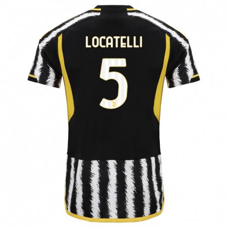 Kandiny Lapset Manuel Locatelli #5 Musta Valkoinen Kotipaita 2023/24 Lyhythihainen Paita T-Paita