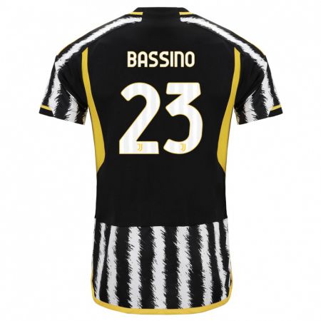 Kandiny Lapset Alessandro Bassino #23 Musta Valkoinen Kotipaita 2023/24 Lyhythihainen Paita T-Paita