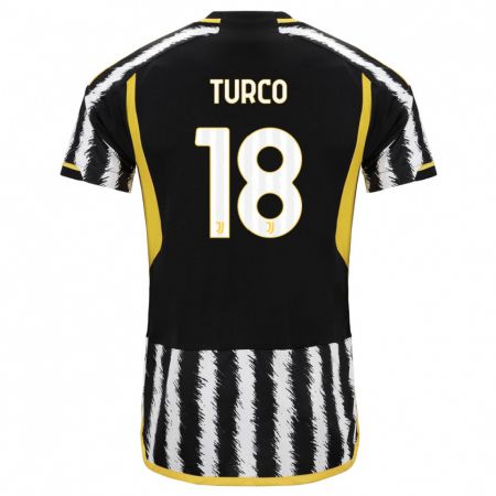 Kandiny Lapset Nicolo Turco #18 Musta Valkoinen Kotipaita 2023/24 Lyhythihainen Paita T-Paita