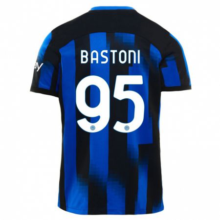 Kandiny Lapset Alessandro Bastoni #95 Musta Sininen Kotipaita 2023/24 Lyhythihainen Paita T-Paita