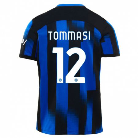 Kandiny Lapset Francesco Tommasi #12 Musta Sininen Kotipaita 2023/24 Lyhythihainen Paita T-Paita