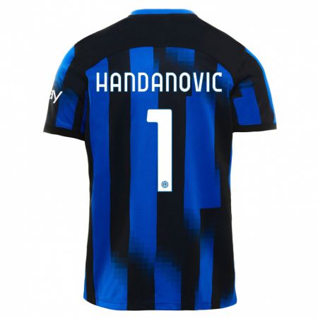 Kandiny Lapset Samir Handanovic #1 Musta Sininen Kotipaita 2023/24 Lyhythihainen Paita T-Paita