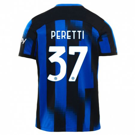 Kandiny Lapset Lorenzo Peretti #37 Musta Sininen Kotipaita 2023/24 Lyhythihainen Paita T-Paita