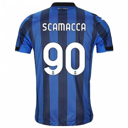 Kandiny Lapset Gianluca Scamacca #90 Musta Sininen Kotipaita 2023/24 Lyhythihainen Paita T-Paita