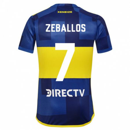 Kandiny Lapset Exequiel Zeballos #7 Tummansininen Keltainen Kotipaita 2023/24 Lyhythihainen Paita T-Paita