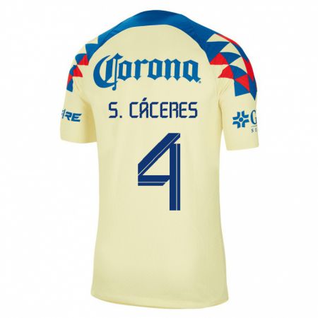Kandiny Lapset Sebastián Cáceres #4 Keltainen Kotipaita 2023/24 Lyhythihainen Paita T-Paita