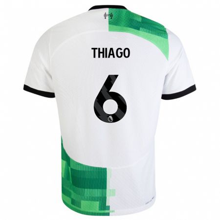 Kandiny Lapset Thiago #6 Valkoinen Vihreä Vieraspaita 2023/24 Lyhythihainen Paita T-Paita