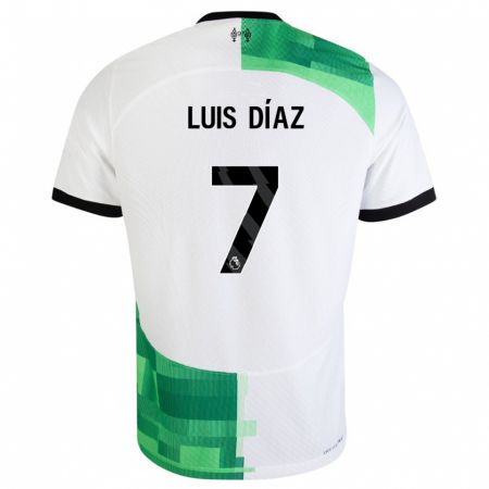 Kandiny Lapset Luis Díaz #7 Valkoinen Vihreä Vieraspaita 2023/24 Lyhythihainen Paita T-Paita