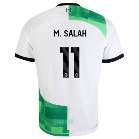 Kandiny Lapset Mohamed Salah #11 Valkoinen Vihreä Vieraspaita 2023/24 Lyhythihainen Paita T-Paita