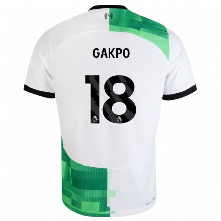 Kandiny Lapset Cody Gakpo #18 Valkoinen Vihreä Vieraspaita 2023/24 Lyhythihainen Paita T-Paita
