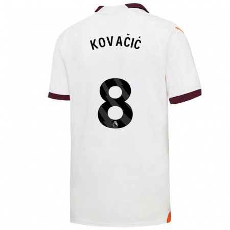 Kandiny Lapset Mateo Kovacic #8 Valkoinen Vieraspaita 2023/24 Lyhythihainen Paita T-Paita