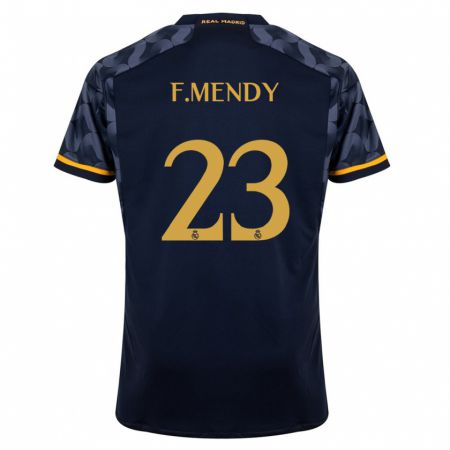 Kandiny Lapset Ferland Mendy #23 Tummansininen Vieraspaita 2023/24 Lyhythihainen Paita T-Paita