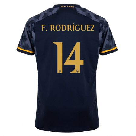 Kandiny Lapset Fer Rodríguez #14 Tummansininen Vieraspaita 2023/24 Lyhythihainen Paita T-Paita