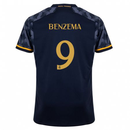 Kandiny Lapset Karim Benzema #9 Tummansininen Vieraspaita 2023/24 Lyhythihainen Paita T-Paita
