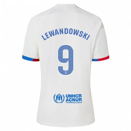 Kandiny Lapset Robert Lewandowski #9 Valkoinen Vieraspaita 2023/24 Lyhythihainen Paita T-Paita