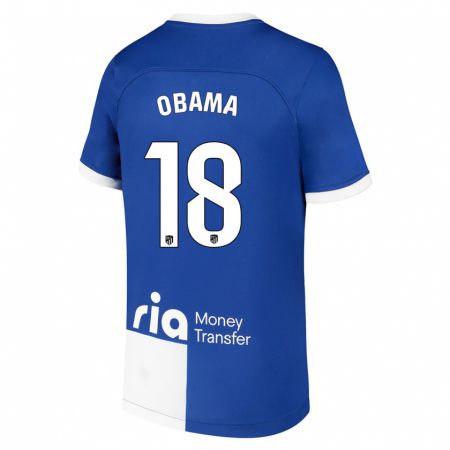 Kandiny Lapset Salomon Obama #18 Sinivalkoinen Vieraspaita 2023/24 Lyhythihainen Paita T-Paita
