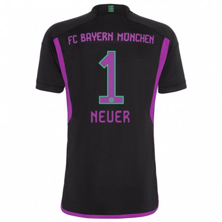 Kandiny Lapset Manuel Neuer #1 Musta Vieraspaita 2023/24 Lyhythihainen Paita T-Paita