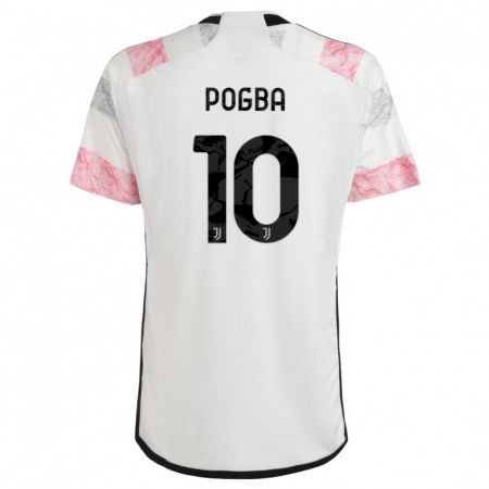 Kandiny Lapset Paul Pogba #10 Valkoinen Pinkki Vieraspaita 2023/24 Lyhythihainen Paita T-Paita