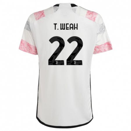 Kandiny Lapset Timothy Weah #22 Valkoinen Pinkki Vieraspaita 2023/24 Lyhythihainen Paita T-Paita